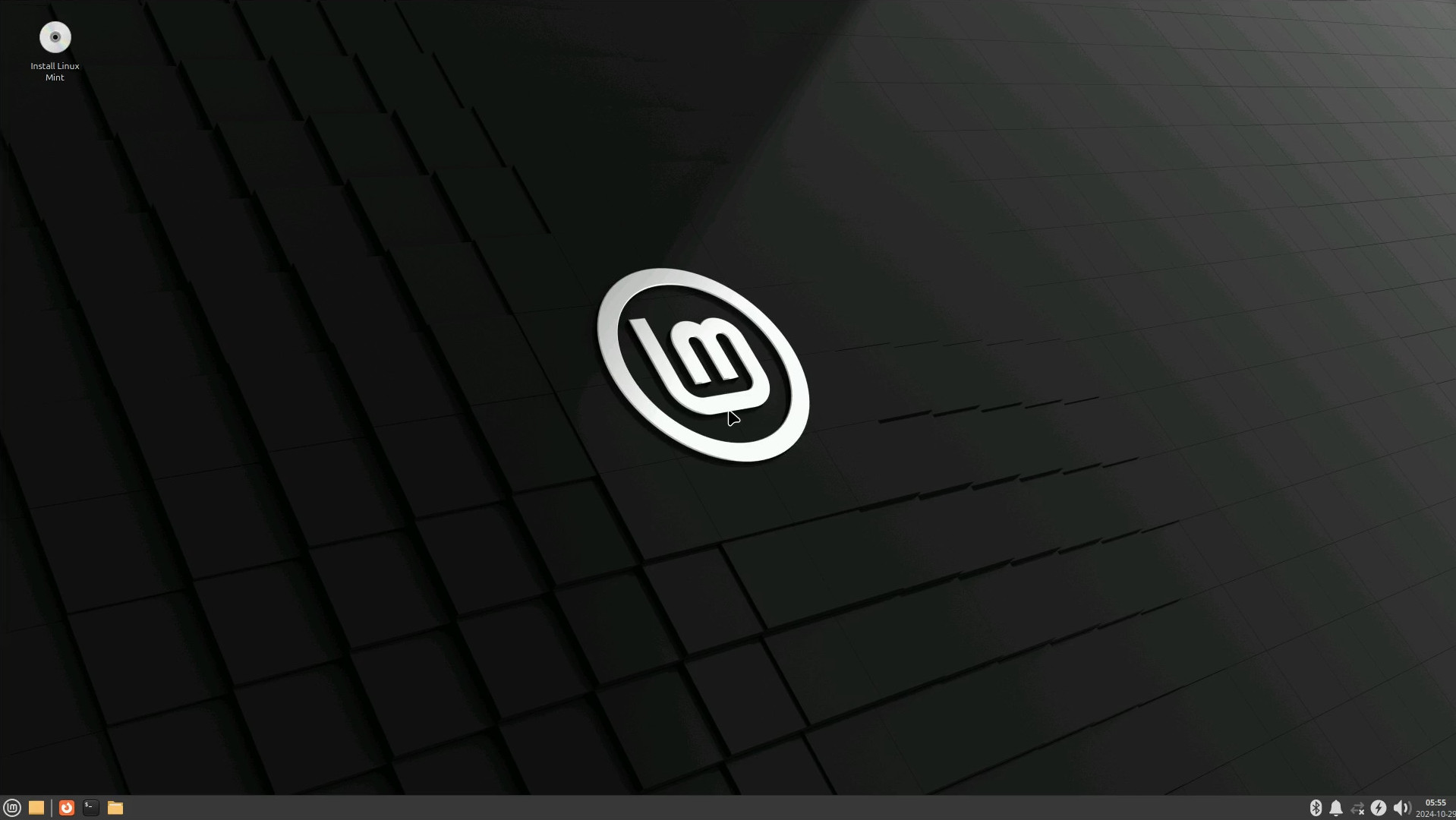 The Linux Mint desktop, freshly netbooted.