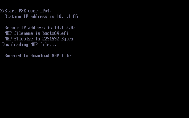 PXE loader, using DHCP to get an address, then downloading a NBP called 'bootx64.efi'